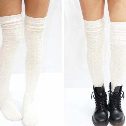 Listenwind Women Winter Warm Knit Cable Long Socks Stockings Casual