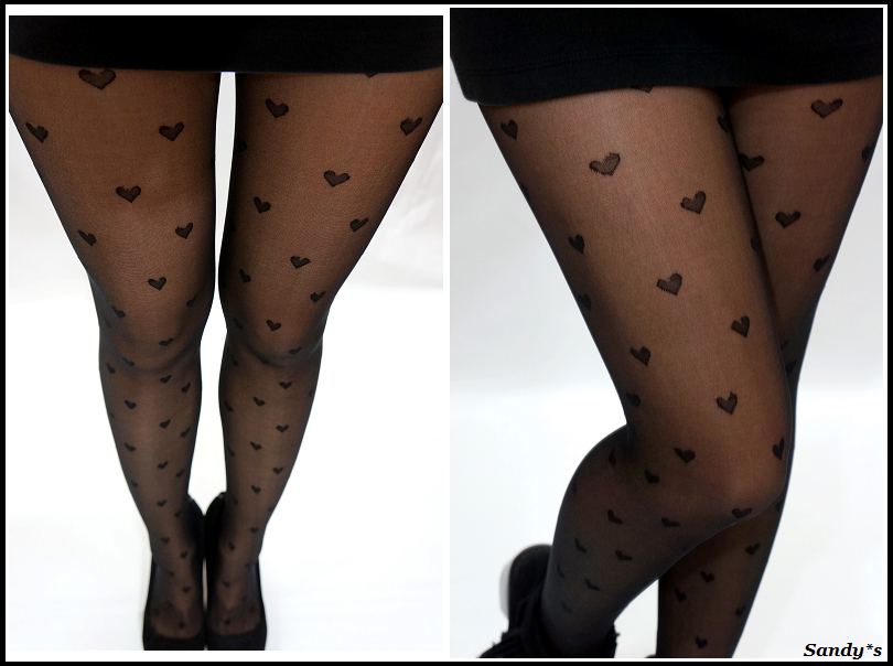 Black Heart Print Tights Stockings Pantyhose On Luulla