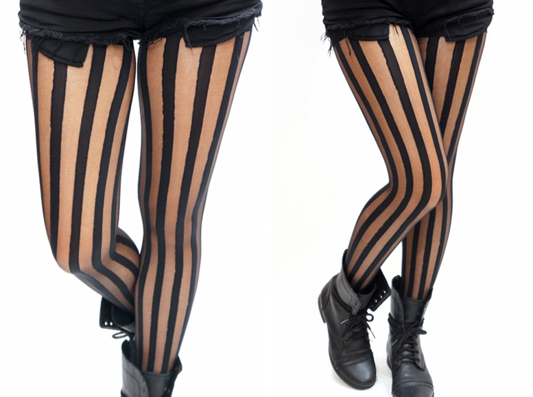 Vertical Striped Black Tights Pantyhose On Luulla