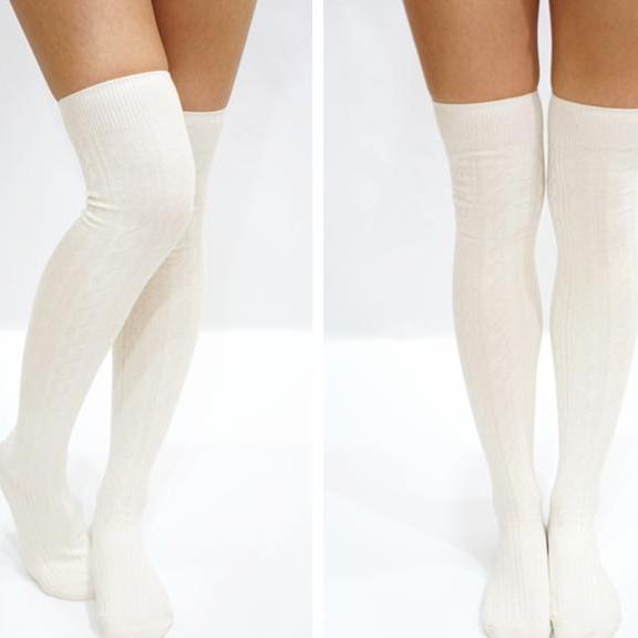 white lace knee high stockings